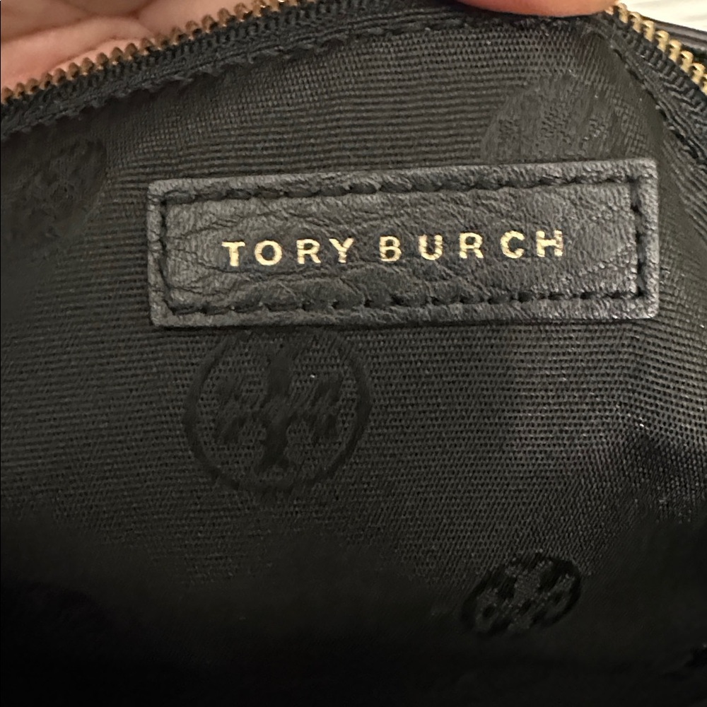 Tory Burch Black Pebbled Leather Meyers Tote with Gold Logo - Picture 6 of 12
